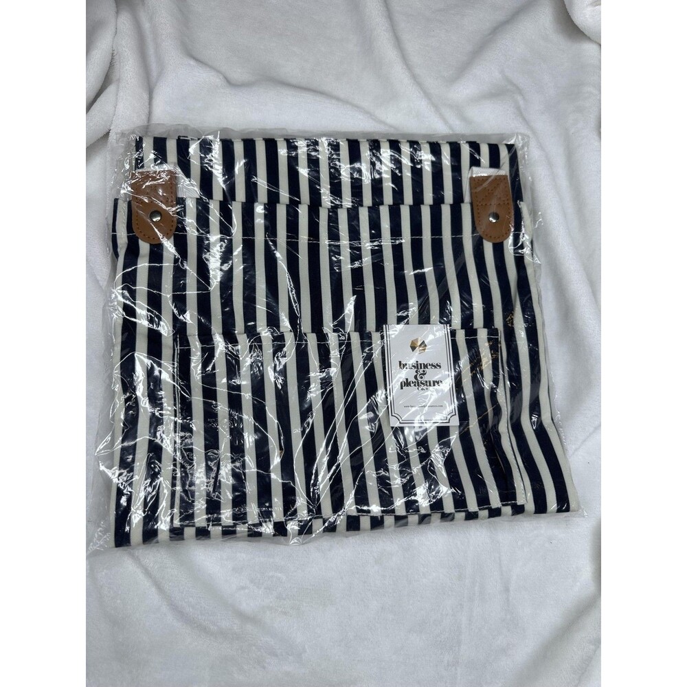 Business & Pleasure Co. Striped Picnic Blanket Foldable Blue White Outdoor